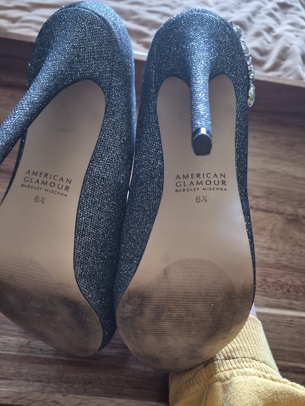 Blue-ish Glitter Peep-Toe Heels - Picture 3 of 3